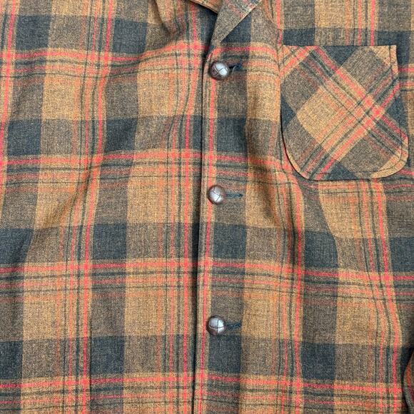 VTG Pendleton Plaid Mens Large Blazer Chore Coat Jacket Southwest 3 Button - Picture 7 of 11